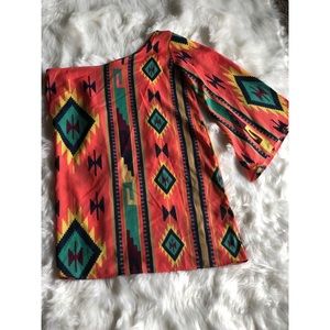 One Shoulder Bell Sleeve Aztec Shift Dress!